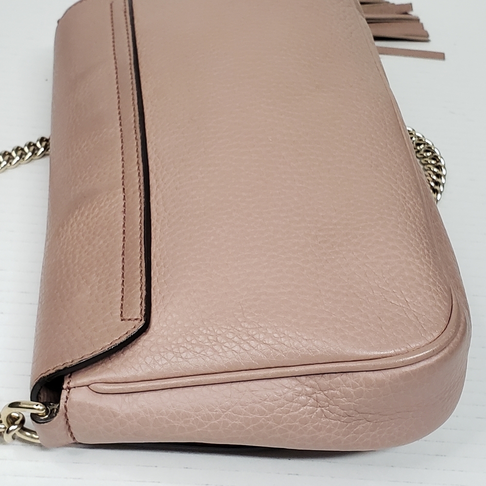 Authentic Gucci Soho Disco Pink Leather GG Tassel Chain Crossbody Bag Luxury - Picture 6 of 16